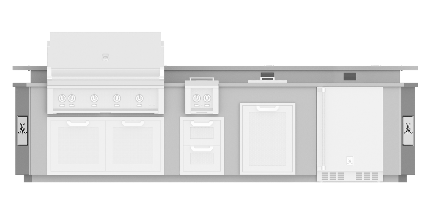 Hestan 12"Foot, With Grill, Outdoor Living Suites with Side Burner and Bar (SS Countertop) - GESSB12