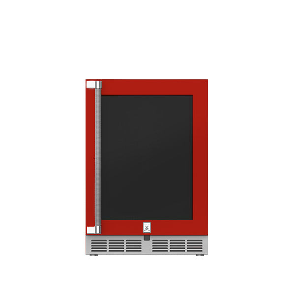 Hestan 24″ Left Hinged With Lock, Outdoor Undercounter Refrigerator (Glass Door) - GRGL24
