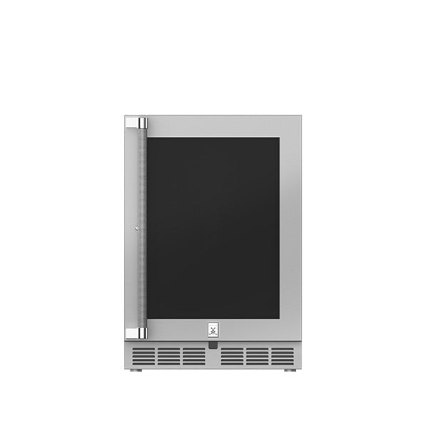Hestan 24″ Right Hinged With Lock, Outdoor Dual Zone Refrigerator with Wine Storage (UV-Coated Glass Door) - GRWGR24