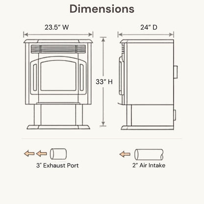 ComfortBilt HP21 24" Black Wood Pellet Stove with Stainless Steel Trim