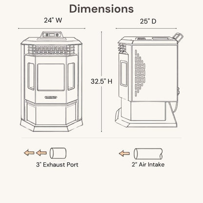 ComfortBilt HP22 24" Wood Pellet Stove with Stainless Steel Trim