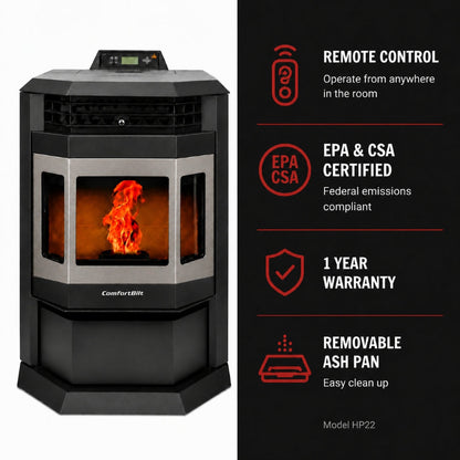 ComfortBilt HP22 24" Wood Pellet Stove with Stainless Steel Trim