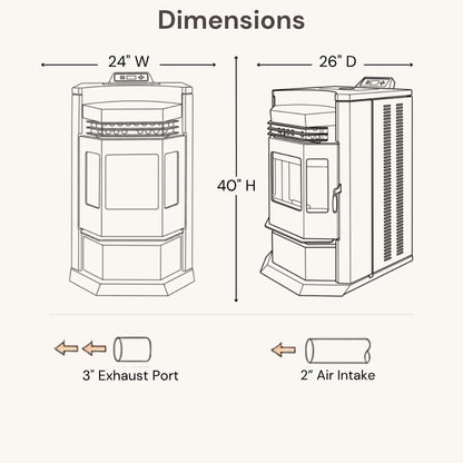 ComfortBilt HP22-N 24" Wood Pellet Stove with Stainless Steel Trim