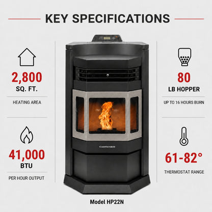 ComfortBilt HP22-N 24" Wood Pellet Stove with Stainless Steel Trim