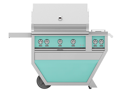 Hestan 36" Outdoor Built-In Grill with Deluxe Cart, 3-Trellis Burners, Double Side Burner & Rotisserie Kit - GABR36CX2