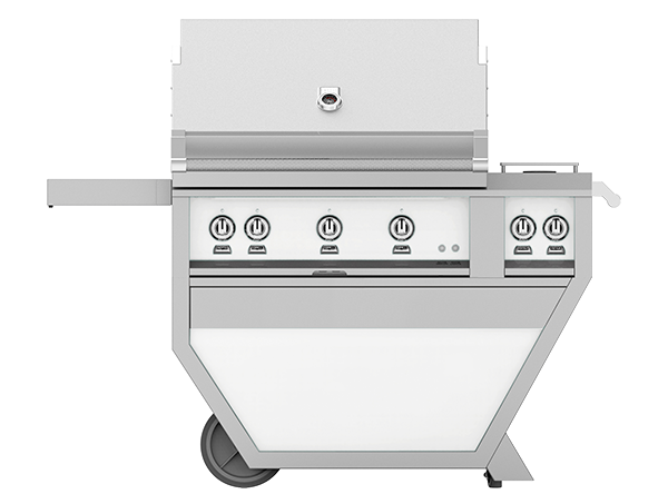 Hestan 36" Outdoor Built-In Grill with Deluxe Cart, 2-Trellis Burners, Sear Burner, Double Side Burner & Rotisserie Kit - GMBR36CX2