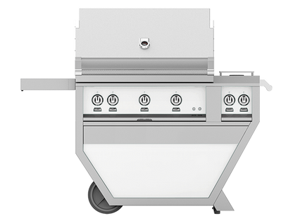 Hestan 36" Outdoor Built-In Grill with Deluxe Cart, 2-Trellis Burners, Sear Burner, Double Side Burner & Rotisserie Kit - GMBR36CX2