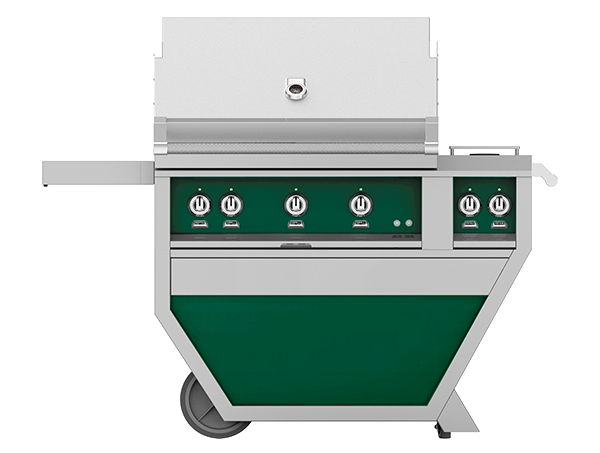 Hestan 36" Outdoor Built-In Grill with Deluxe Cart, 2-Trellis Burners, Sear Burner, Double Side Burner & Rotisserie Kit - GMBR36CX2