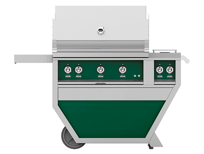 Hestan 36" Outdoor Built-In Grill with Deluxe Cart, 3-Trellis Burners, Double Side Burner & Rotisserie Kit - GABR36CX2