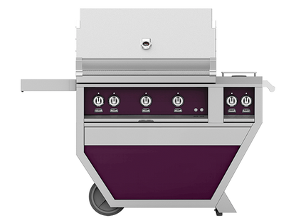 Hestan 36" Outdoor Built-In Grill with Deluxe Cart, 2-Trellis Burners, Sear Burner, Double Side Burner & Rotisserie Kit - GMBR36CX2