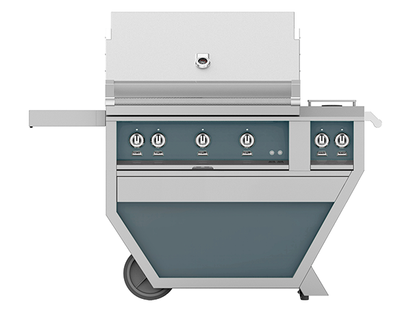 Hestan 36" Outdoor Built-In Grill with Deluxe Cart, 2-Trellis Burners, Sear Burner, Double Side Burner & Rotisserie Kit - GMBR36CX2