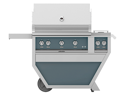 Hestan 36" Outdoor Built-In Grill with Deluxe Cart, 2-Trellis Burners, Sear Burner, Double Side Burner & Rotisserie Kit - GMBR36CX2