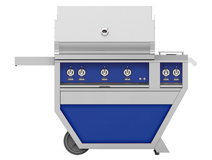 Hestan 36" Outdoor Built-In Grill with Deluxe Cart, 2-Trellis Burners, Sear Burner, Double Side Burner & Rotisserie Kit - GMBR36CX2