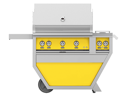 Hestan 36" Outdoor Built-In Grill with Deluxe Cart, 2-Trellis Burners, Sear Burner, Double Side Burner & Rotisserie Kit - GMBR36CX2