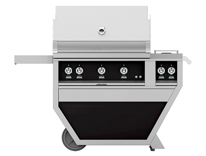 Hestan 36" Outdoor Built-In Grill with Deluxe Cart, 2-Trellis Burners, Sear Burner, Double Side Burner & Rotisserie Kit - GMBR36CX2