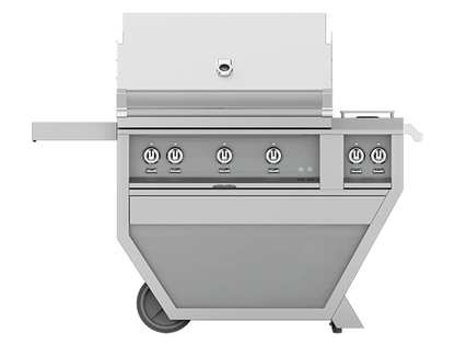 Hestan 36" Outdoor Built-In Grill with Deluxe Cart, 2-Trellis Burners, Sear Burner, Double Side Burner & Rotisserie Kit - GMBR36CX2
