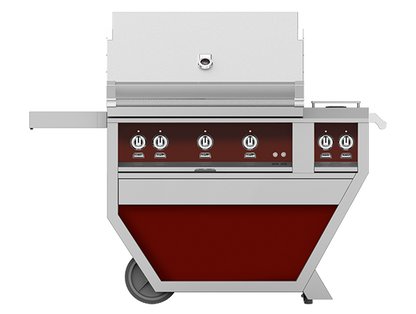 Hestan 36" Outdoor Built-In Grill with Deluxe Cart, 2-Trellis Burners, Sear Burner, Double Side Burner & Rotisserie Kit - GMBR36CX2