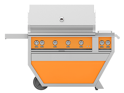 Hestan 42" Outdoor Built-In Grill with Deluxe Cart, 3-Trellis Burners, Sear Burner, Double Side Burner & Rotisserie Kit - GMBR42CX2