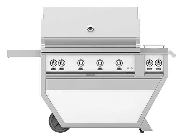 Hestan 42" Outdoor Built-In Grill with Deluxe Cart, 3-Trellis Burners, Sear Burner, Double Side Burner & Rotisserie Kit - GMBR42CX2