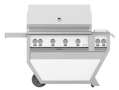 Hestan 42" Outdoor Built-In Grill with Deluxe Cart, 4-Trellis Burners, Double Side Burner & Rotisserie Kit - GABR42CX2