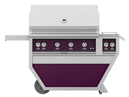 Hestan 42" Outdoor Built-In Grill with Deluxe Cart, 4-Trellis Burners, Double Side Burner & Rotisserie Kit - GABR42CX2