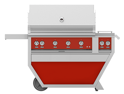 Hestan 42" Outdoor Built-In Grill with Deluxe Cart, 3-Trellis Burners, Sear Burner, Double Side Burner & Rotisserie Kit - GMBR42CX2