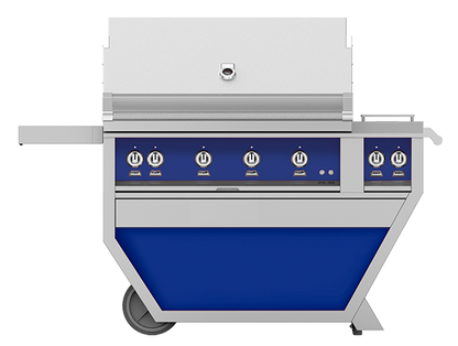 Hestan 42" Outdoor Built-In Grill with Deluxe Cart, 3-Trellis Burners, Sear Burner, Double Side Burner & Rotisserie Kit - GMBR42CX2