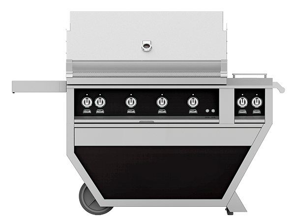 Hestan 42" Outdoor Built-In Grill with Deluxe Cart, 3-Trellis Burners, Sear Burner, Double Side Burner & Rotisserie Kit - GMBR42CX2