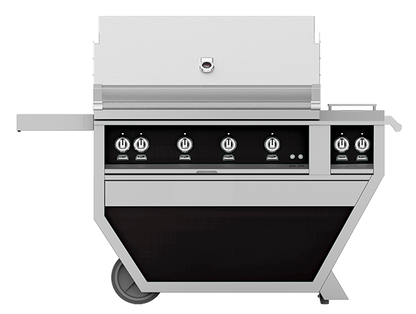 Hestan 42" Outdoor Built-In Grill with Deluxe Cart, 3-Trellis Burners, Sear Burner, Double Side Burner & Rotisserie Kit - GMBR42CX2