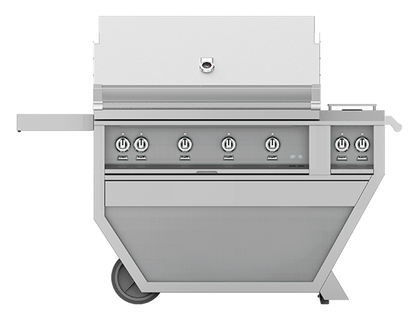 Hestan 42" Outdoor Built-In Grill with Deluxe Cart, 4-Trellis Burners, Double Side Burner & Rotisserie Kit - GABR42CX2