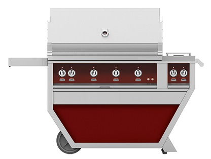 Hestan 42" Outdoor Built-In Grill with Deluxe Cart, 3-Trellis Burners, Sear Burner, Double Side Burner & Rotisserie Kit - GMBR42CX2