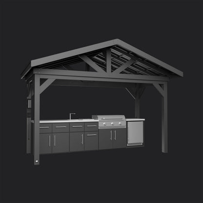 Lancaster | Covered Linear Outdoor Kitchen with Built-In Griddle