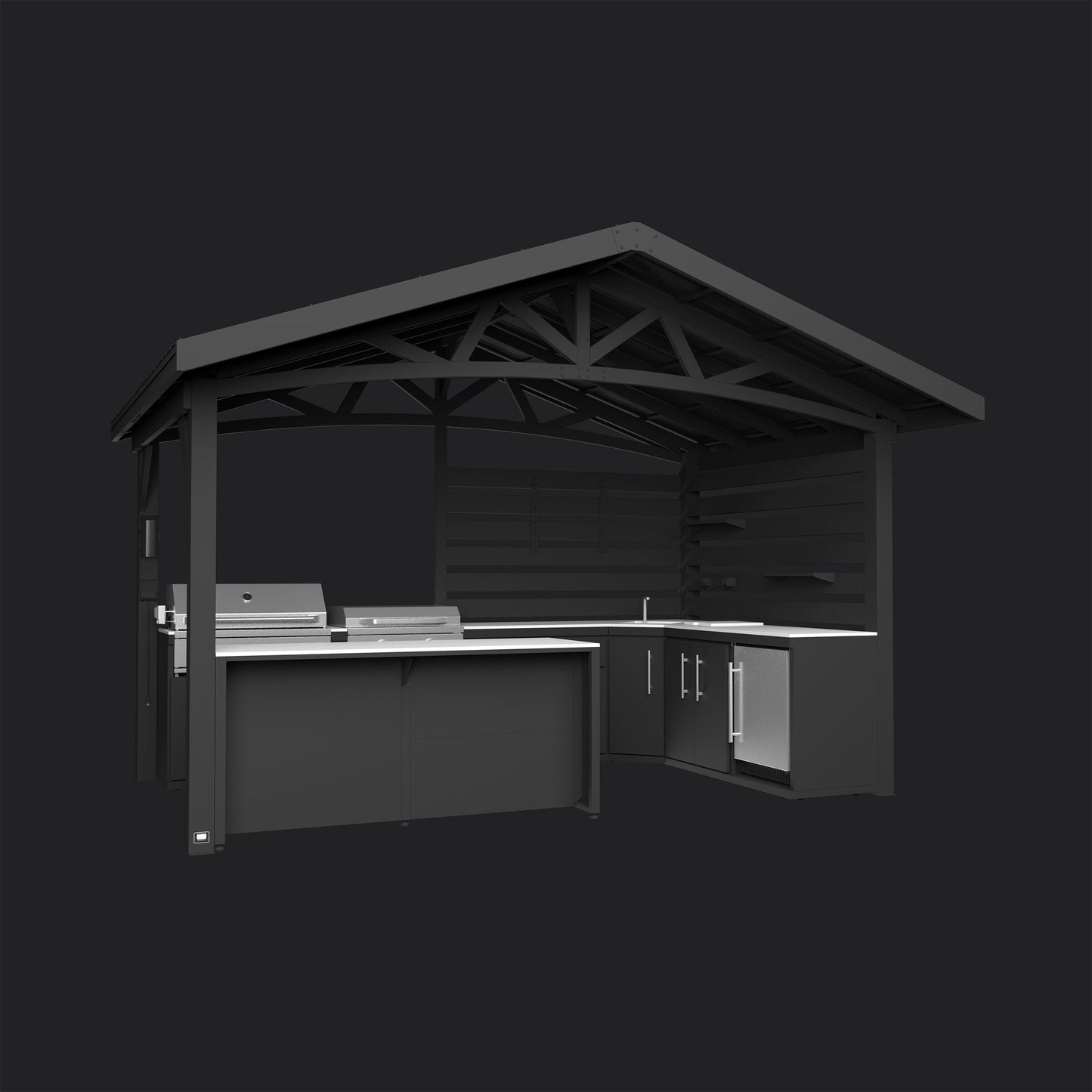 Langston | Covered Walk-In Outdoor Kitchen with Built-In Grill & Griddle