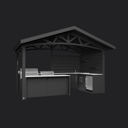 Langston | Covered Walk-In Outdoor Kitchen with Built-In Grill & Griddle