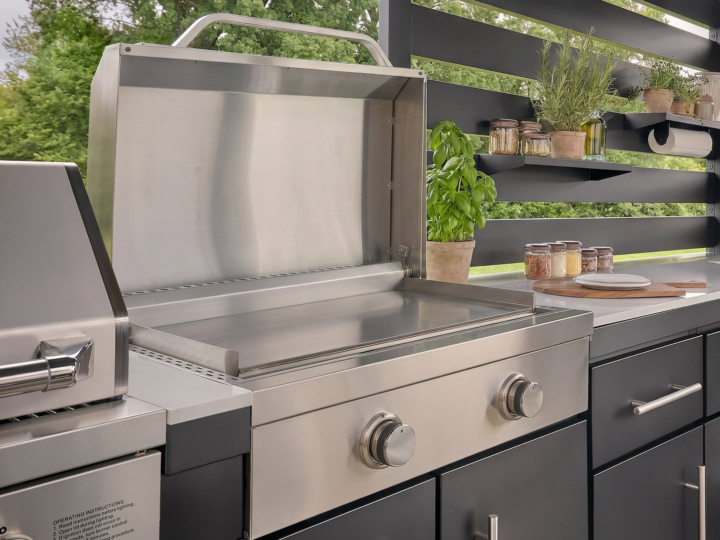 Langston | Covered Walk-In Outdoor Kitchen with Built-In Grill & Griddle