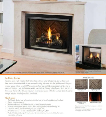Monessen Gas Fireplace 42" Lo-Rider Clean Face Vent-Free MFCF42