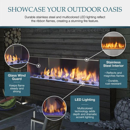 Majestic Lanai 60" Linear Contemporary Outdoor Vent-Free Natural Gas Fireplace