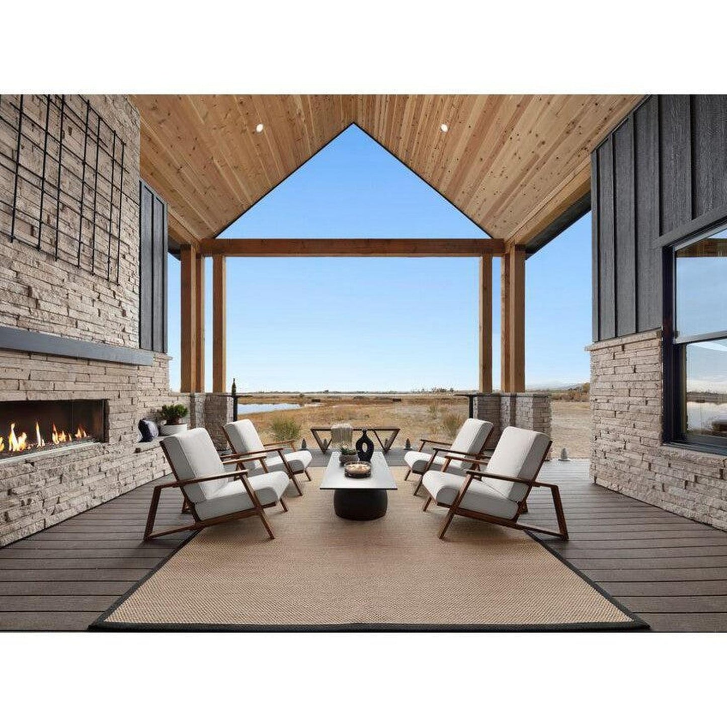 Majestic Lanai 60" Linear Contemporary Outdoor Vent-Free Natural Gas Fireplace