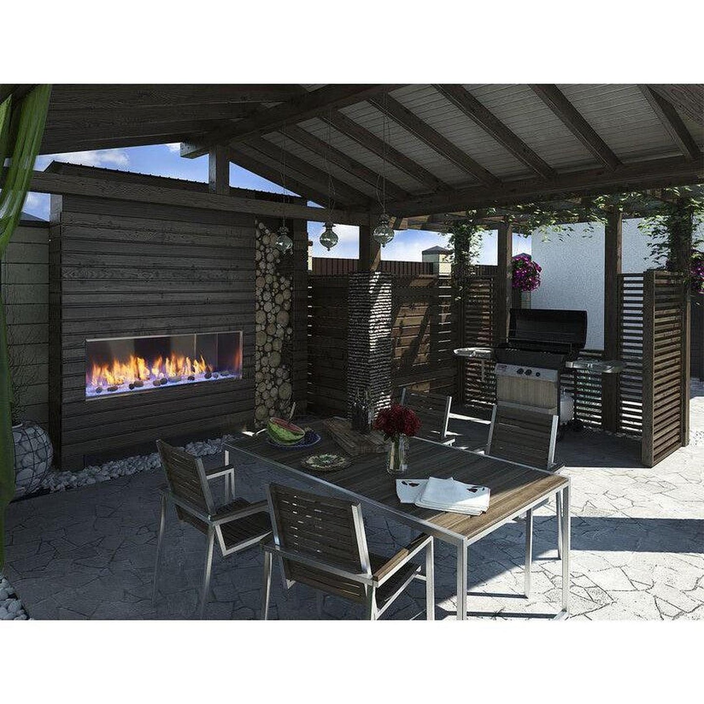 Majestic Lanai 48" Linear Contemporary Outdoor Vent-Free Natural Gas Fireplace