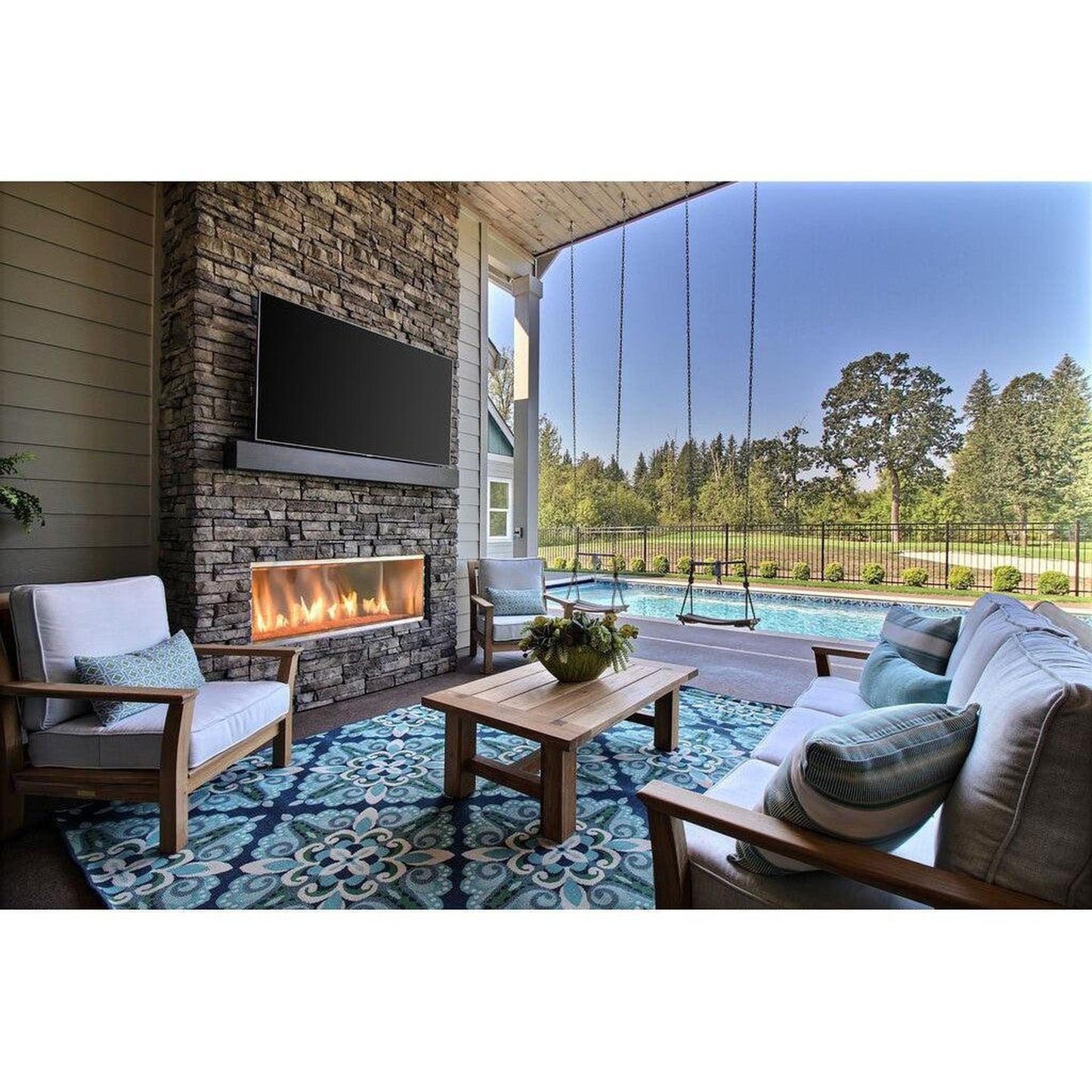 Majestic Lanai 60" Linear Contemporary Outdoor Vent-Free Natural Gas Fireplace