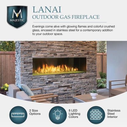 Majestic Lanai 60" Linear Contemporary Outdoor Vent-Free Natural Gas Fireplace