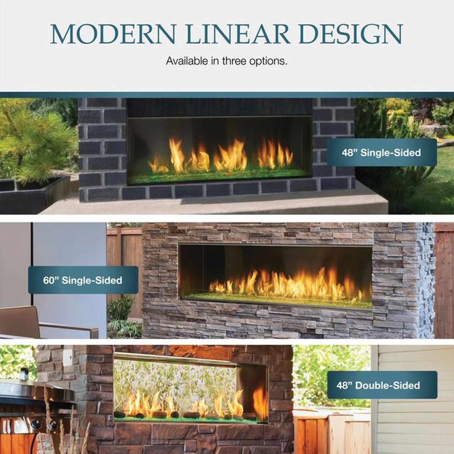 Majestic Lanai 60" Linear Contemporary Outdoor Vent-Free Natural Gas Fireplace