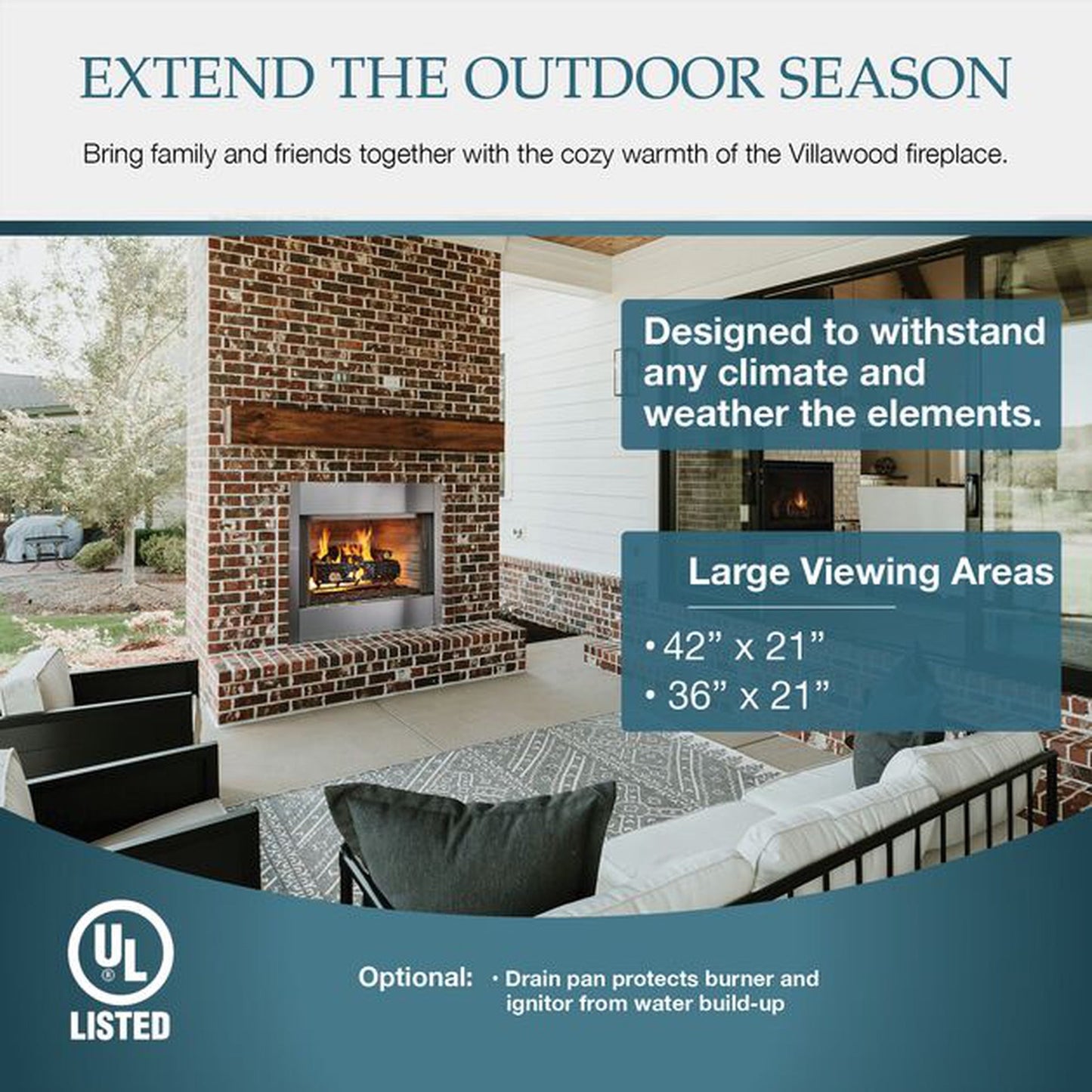 Majestic Villawood 36" Traditional Outdoor Wood Burning Fireplace