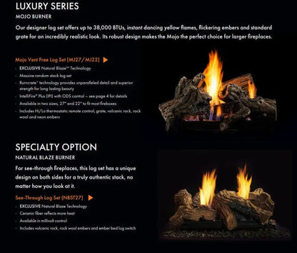 Monessen Gas Fireplace 36" Lo-Rider Double-Sided Clean Face Vent Free Firebox MGF36LR