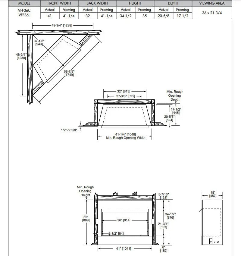 Monessen Gas Fireplaces Aria Vent-Free Traditional 36" ARIA036
