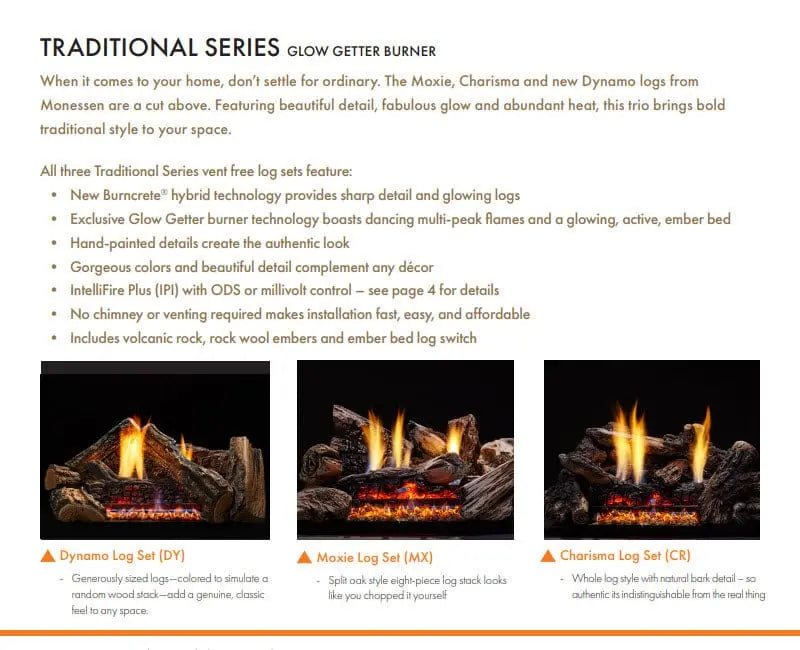 Monessen Gas Fireplace 36" Attribute Universal Circulating Vent-Free Firebox with Radiant Face and Multitonal Reversible Interior Panels MF36AUVF