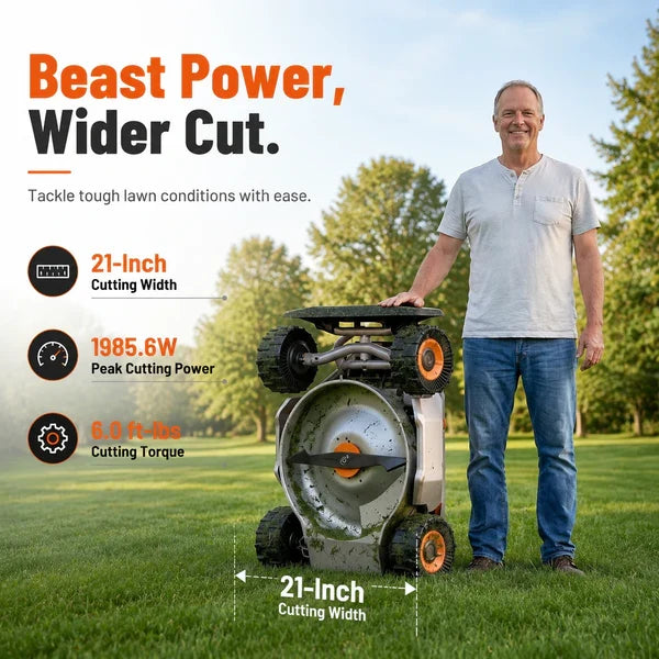 Mowrator S1 21" Leaf & Lawn 4WD 119% Slope (50°) Remote Control Mower – Grip Tread Tire Edition