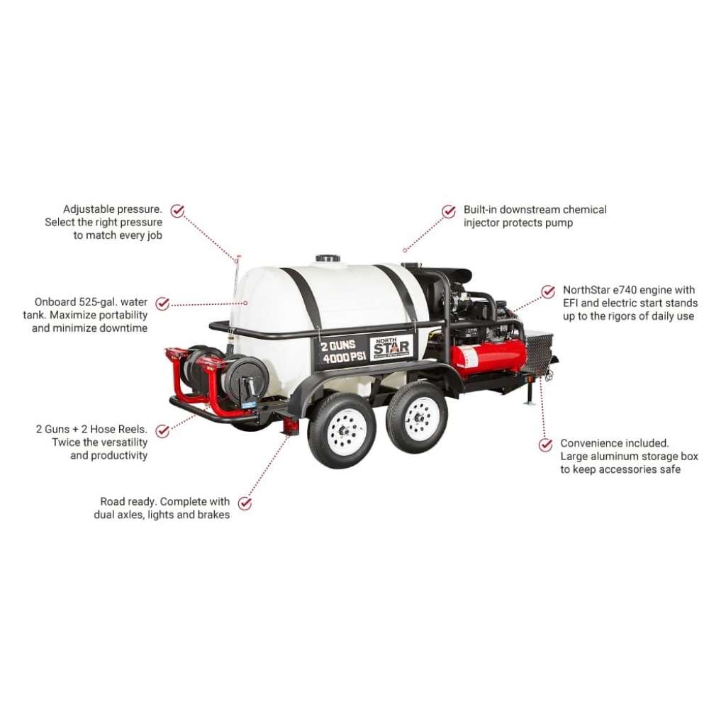 NorthStar Trailer Mounted Hot Water Commercial Pressure Washer 4000 PSI