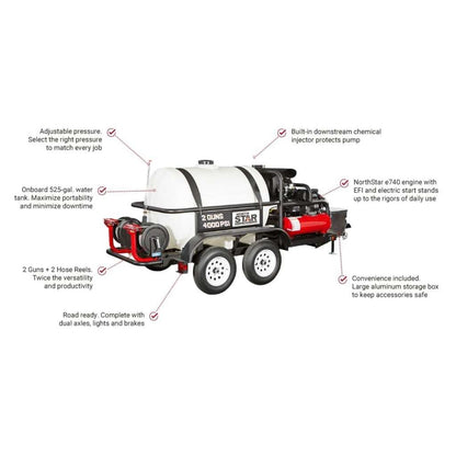 NorthStar Trailer Mounted Hot Water Commercial Pressure Washer 4000 PSI