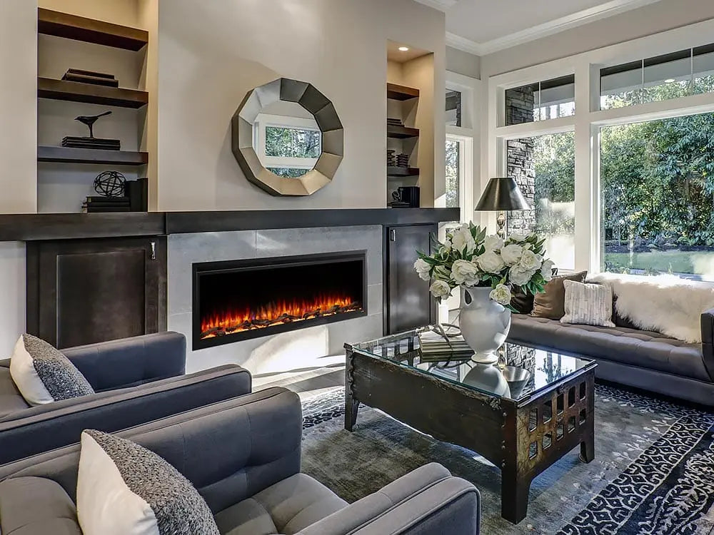 SimpliFire Built-In Electric Fireplace 60-in Allusion Platinum WM60